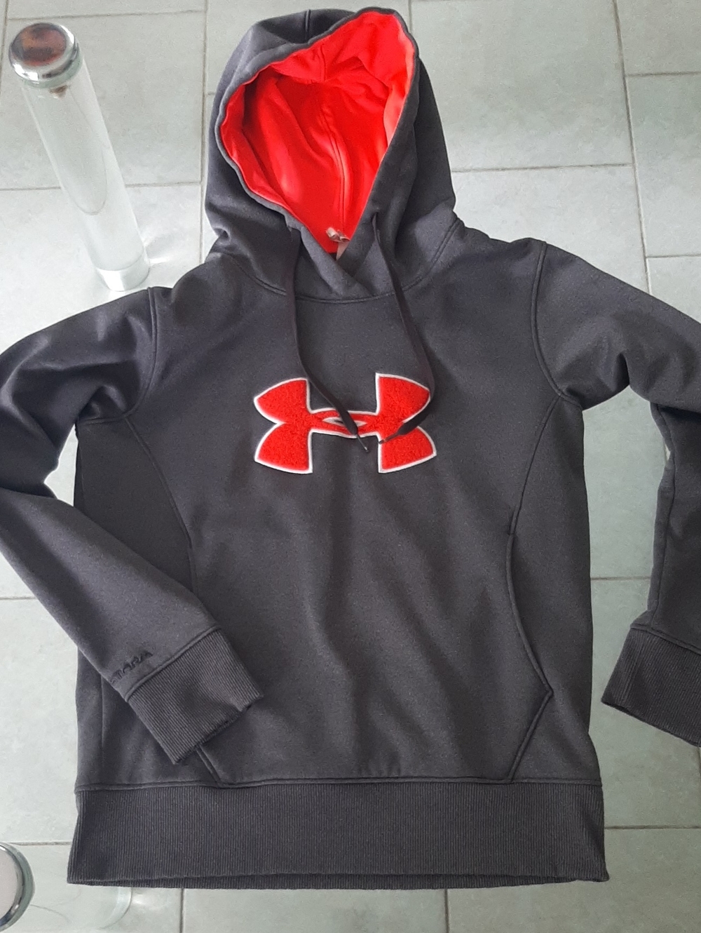 2 Under Armour⚒Y2K Charcoal Pullover➕Zip-up Hoodies-bright PINK/RED Logos Sz S/M - Picture 2 of 10